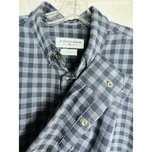 Mizzen Main Mens Flannel Shirt TRIM FIT Long Sleeve Size 2XL Blue Check Vcay